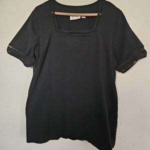 D&Co Chic Black Square Neck Top